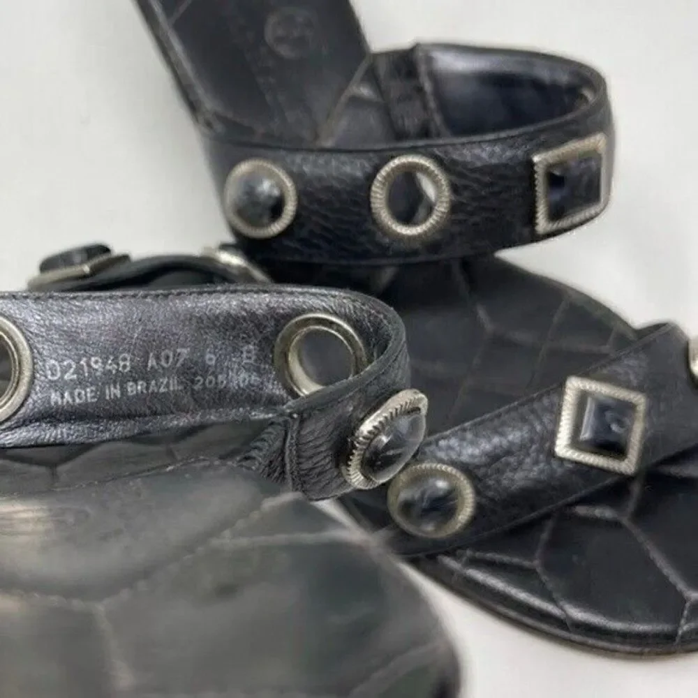 Cole Haan womans Vintage wedged heels 6B BoxS jeweled black leather